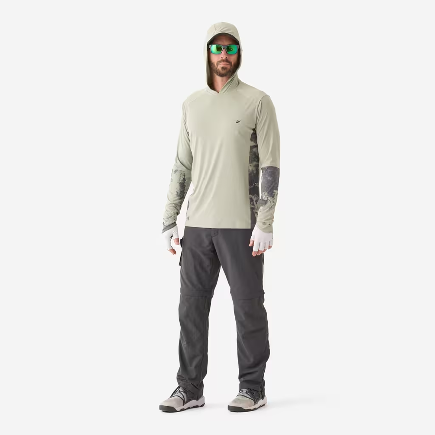 Fishing anti-UV T-shirt 500 with hood UPF 50+ Green
